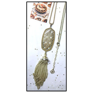 Kendra Scott Benning Silver & Gold Tone Filigree Tassel Long Pendant Necklace